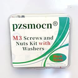 Pzsmocn 300 Pieces/100 Sets M3*4 mm Plastic Black