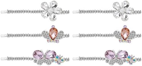 3 Pairs Rhinestone Flower Crown Butterfly Silver Tone Hair Clip Hairpin