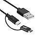 Type C/Micro USB 2-in-1 Duo Cable (3.3 ft), JOTO Micro Type-C Duo Cable with Type C Convert Adapter, Charging Data Sync Cable for Both Micro USB Devices and Type-C Devices (Black)
