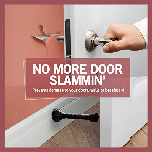 Jack N' Drill (3 â…›) Spring Door Stopper (7 Pack) w/ 3X Hinge Pin Door Stops | Flexi Heavy Duty Door Stop for Home, Office - Rustproof, Bendable Spring Steel & Durable Rubber Tips