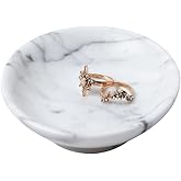 PHINILUX Italian 100% Marble Jewelry Dish,Ring Holder,Trinket Tray,Small Key Bowl,Nightstand & Table Accents Decor,4.33”,Carrara white