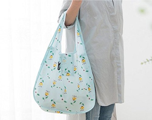 Elegant Styles Reusable Shopping Tote Travel Recycle Grocery Bags - 25" x 18" Super Loading Foldable to Save Space - Whales, Flowers & Checks(Various Styles) Great for Shopping Travel Outdoor