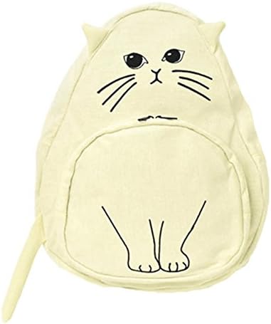 Junior Students Schoolbag Cute Kitty Personality Cotton Shoulder Bag Backpack Beige Cat