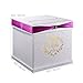 Wedding Card Box with 2 Color Ribbons, Rhinestone Slider and 3 Stylish Crystals, 10