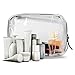 BBTO 3 Pieces PVC Travel Toiletry Bag Cosmetic Bags Organizers Makeup Bags with Zipper for Men's Women's Travel Toiletry Kit, Clear