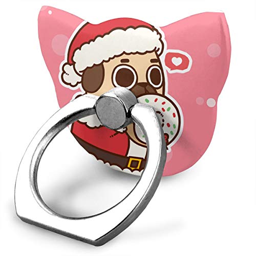 Cell Phone Holder Christmas Pug Cat Type Ring Phone Holder Adjustable 360° Rotation Finger Cat Type Ring Stand for IPad Phone X/6/6s/7/8/8 Plus/7, Galaxy S9/S9 Plus/S8/S7 Android Smartphone