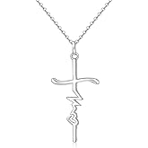 Iringnier Faith Necklace for Women Sterling Silver Faith Cross Necklace for Women Religious Cross Pendant Jewelry Gifts for Lovers Birthday