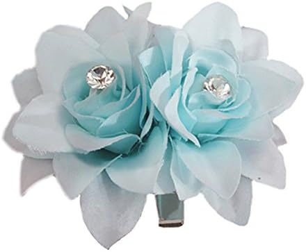 BroadfashionBridal Flower Hair Clip Pin for Wedding Prom Party Girl Women (Light Blue)