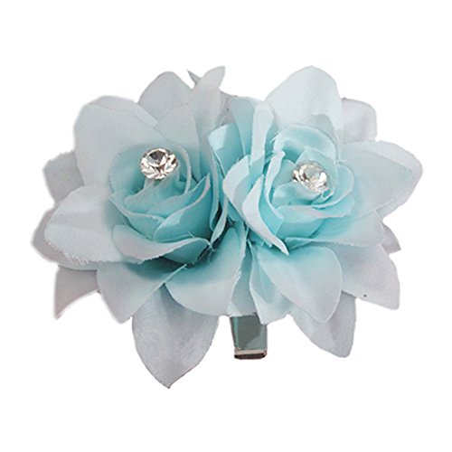 BroadfashionBridal Flower Hair Clip Pin for Wedding Prom Party Girl Women (Light Blue)