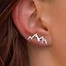 Mountain Peak Crawler Earring Set Mountains Climbers Wrap Unique Earrings (Silver)