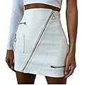 Generic Womens Faux Leather High Waist Diagonal Zipper Bodycon Mini Pencil Skirt