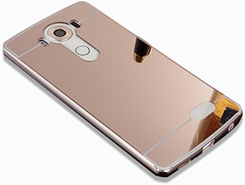 Maetek For LG G4/G4 Plus Case,Fashion Electroplating Mirror Case,Metal Brumper + Hard PC Back Separated Protector Shockproof Phone Cover For LG G4/G4 Plus-Rosegold