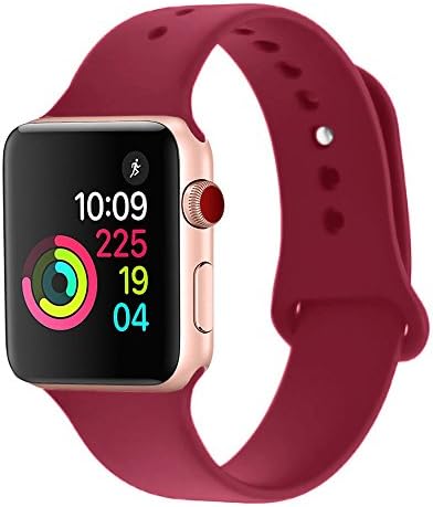 Sworddy Sport Band for Apple Watch 42MM 42MM,Soft Silicone Replacement for Apple Watch Series 3/2/1 [42 S/M Rose Red]