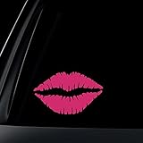Kiss Mark Lips Car Decal / Sticker - HOT PINK