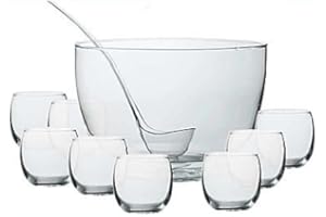 Intent 10-Piece Punch Bowl Set with Laddle, 10.5 Qt. Punch Bowl amd 11 Oz. Glasses by Dailyware