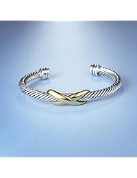 UNY Pulsera de diseñador inspirada en la marca de joyas antiguas para mujer, con cable cruzado, pulsera de alambre para regalo de Navidad