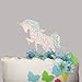 Ella Celebration Unicorn Birthday Cake Topper Unique Reusable Rainbow Rhinestone Cake Decorations for Party, Baby Shower, Event Supplies and Favors (Multicolor)