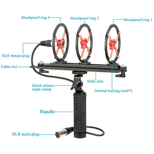Handheld Mic Windshield Suspension System, BOYA BY-WS1000 Shotgun Microphone Blimps with XLR Cable for 20-22mm Diameter Shotgun Microphones for Canon Nikon Sony DSLR Camcorder Recorder - Thumbnail 4
