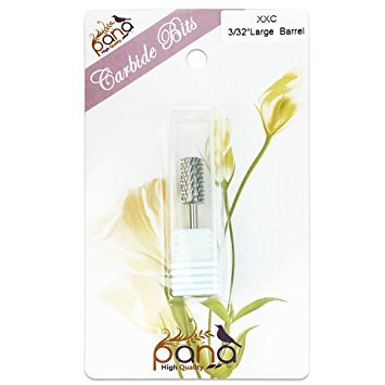 PANA Professional 3/32" Shank Size - Flat Top Large Barrel Silver Carbide Bit 2X Coarse Grit - Nail Drill Bit for Dremel Machine