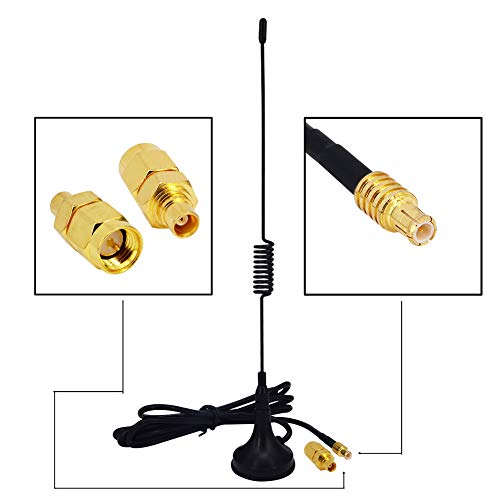 onelinkmore 1090Mhz Antenna MCX Plug Connector 2.5dbi Gains ADS-B Aerial with Magnet Base RG174 1M+MCX Female to SMA Male Adapter Connector
