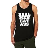 Mens Real Men Eat Ass Funny Workout Graphic Cotton Tank Tops men