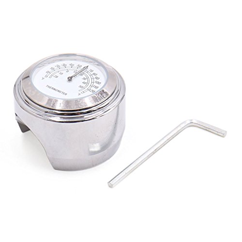 uxcell 7/8" 1" Motorcycle Handlebar Temp Thermometer Gauge Dial Clock Watch Silver Tone