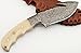 GladiatorsGuild 65- Custom Handmade Damascus Steel Skinner 9 Inch Hunting Knife Fixed Blade Skinning Knife with Gut Hook with Sheath (White Bone)