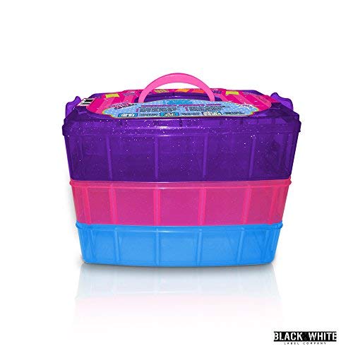 Holds 600 - Tiny Toy Box Shopkins Storage Case LoL Dolls Organizer Container - Stackable Collectors Carrying Tote Compatible W/ Mini Colleggtibles Fash'ems Tsum Tsum Hot Wheels (Purple Sparkle/Pink) - Thumbnail 6