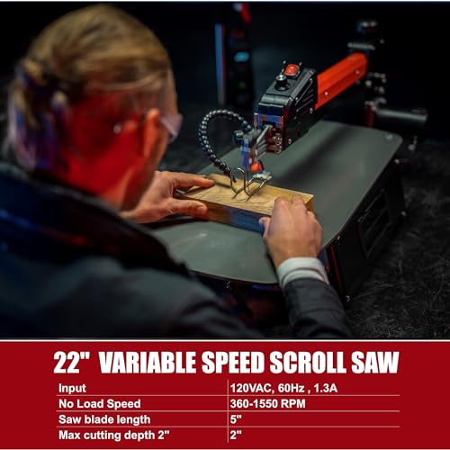 BUCKTOOL 22-Inch Scroll Saw, 1/5 HP 1.3A Power Scroll Saws for Woodworking photo 9