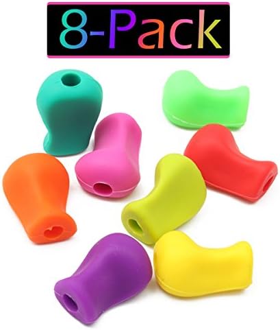 Pencil Grips for Kids Handwriting, 8-pack Preschool Occupational Pencil Grippers Holder Therapy Handed Rubber for Children Pen Cushion Ergonomic Pencil Grips Special Needs Training Posture Correction