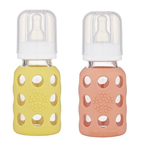 Lifefactory 4oz Glass Baby Bottle (Banana/Cantaloupe 2pk)