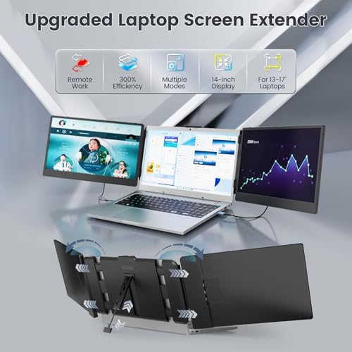 Teamgee 14" Full HD Portable Monitor for Laptop With Dual Speakers & Flexible Kickstand, Plug-Play Screen Extender Fits 13"-17" Laptops of Wins/Mac/Dex/Android