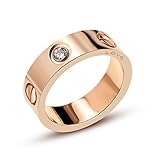 Luxury Shine Celebrity Love Rose Gold-Plated Band Ring for Women (HaveDiamond, 9)