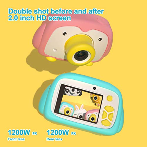 Kids Camera PANNOVO WiFi Digital Cam for Girls Rechargeable Video Recorder Cartoon Shockproof Silicone Case with 16GB SD Card 24MP HD 720P 2 Inch Screen for 3-12 Year Old Boys Toddler - Pink - Thumbnail 2