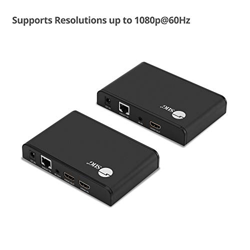 SIIG HDMI Extender Balun Over IP Single Cat6 Cable with Loopout Local Display & IR Control - 394ft (120m) - One to One & One to Many Connections, HDMI Over LAN - Full HD 1080p - (CE-H24B11-S1)