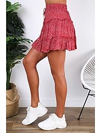 Mini falda corta de verano para dama, con lunares, plisada, cintura alta, linda línea A