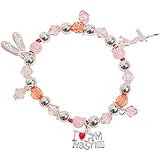 Girl's Pink I Love Gymnastics Enamel Beaded Charm Bracelet