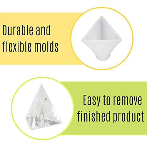 Houseables Silicone Resin Mold, Art Casting Supplies, Various Sizes, 8 Molds, Clear, Craft Kit, Pyramid, Diamond, Sphere, Stone, Cube, Measuring Cups, For Epoxy, Polyester, Paperweight, Bath Bomb, Wax