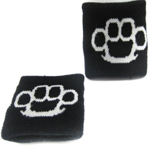 White Brass Knuckle Wristband Sweatband PAIR by Chungun Inc