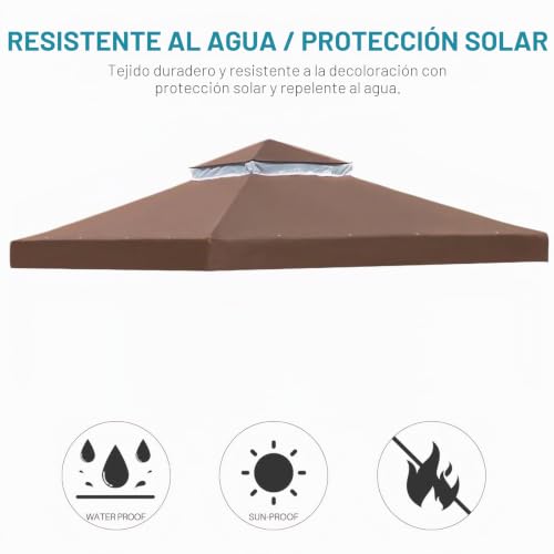 OKYUK Replacement gazebo canopy with breathable mesh, UV resistant, stable double roof construction, including drainage holes, ideal for garden gazebos