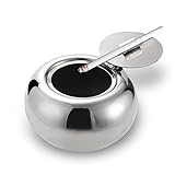 WINCAN Drum shape modern wind stainless steel ashtray, Cigarette Ashtray for Indoor or Outdoor Use, Ash Holder for Smokers, Desktop Smoking Ash Tray for Home office Decoration, Silver