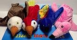 4 Birds Glove Puppets Pink Flamingo Eagle Blue Bird Parrot Dream Intl. NEW