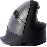 R-Go HE Ergonomic Mouse, Bluetooth 5.0, Silent Click, Vertical design, With Break Software, Prevents Tennis Elbow/RSI Arm, Rechargeable, For Windows/Mac, 5 Buttons, Black
