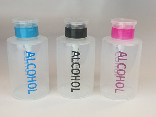 Beauticom XL Push Down Alcohol Dispenser- Clear Bottle- Labeled - 12 Oz Bottle (GRAY)