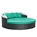 Modway Quest Wicker Rattan Outdoor Patio Canopy Sectional Daybed in Espresso Turquoise