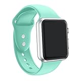 ic6Space Apple Watch Band, Premium Soft Silicone Sports Replacement Strap for Apple Watch Series 3 Series 2 Series 1,38mm or 42mm (Mint green, 38mm-s/m)