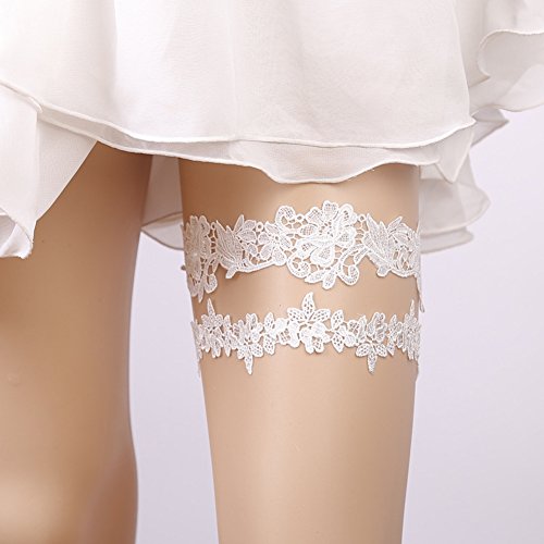 White Lace Garter Set Wedding Garters for Bride Bridal Garter Plus Size for Prom