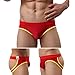 Outtop (TM) Men's Sexy Lycra Mesh Bulge Sexy Low Rise Jock Straps Briefs Thong Shorts Underpants (L, Blue) (M, Red)