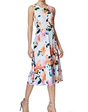 Floral Printed Women's Sheath Dress Blue 4