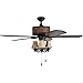 Prominence Home 41110-01 Balsam Creek Lodge Ceiling Fan, 3-Light, Faux Leather Lamp Shades, 52 Inch, Matte Black